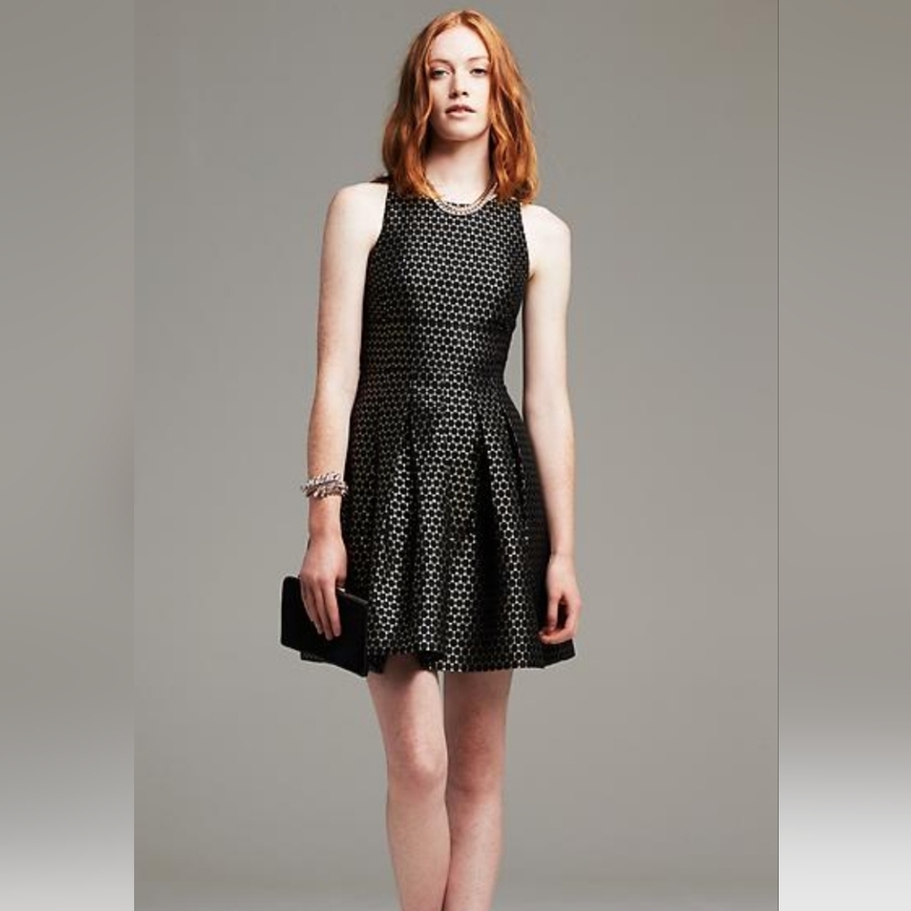 Banana Republic Metallic Jacquard Fit & Flare Dress